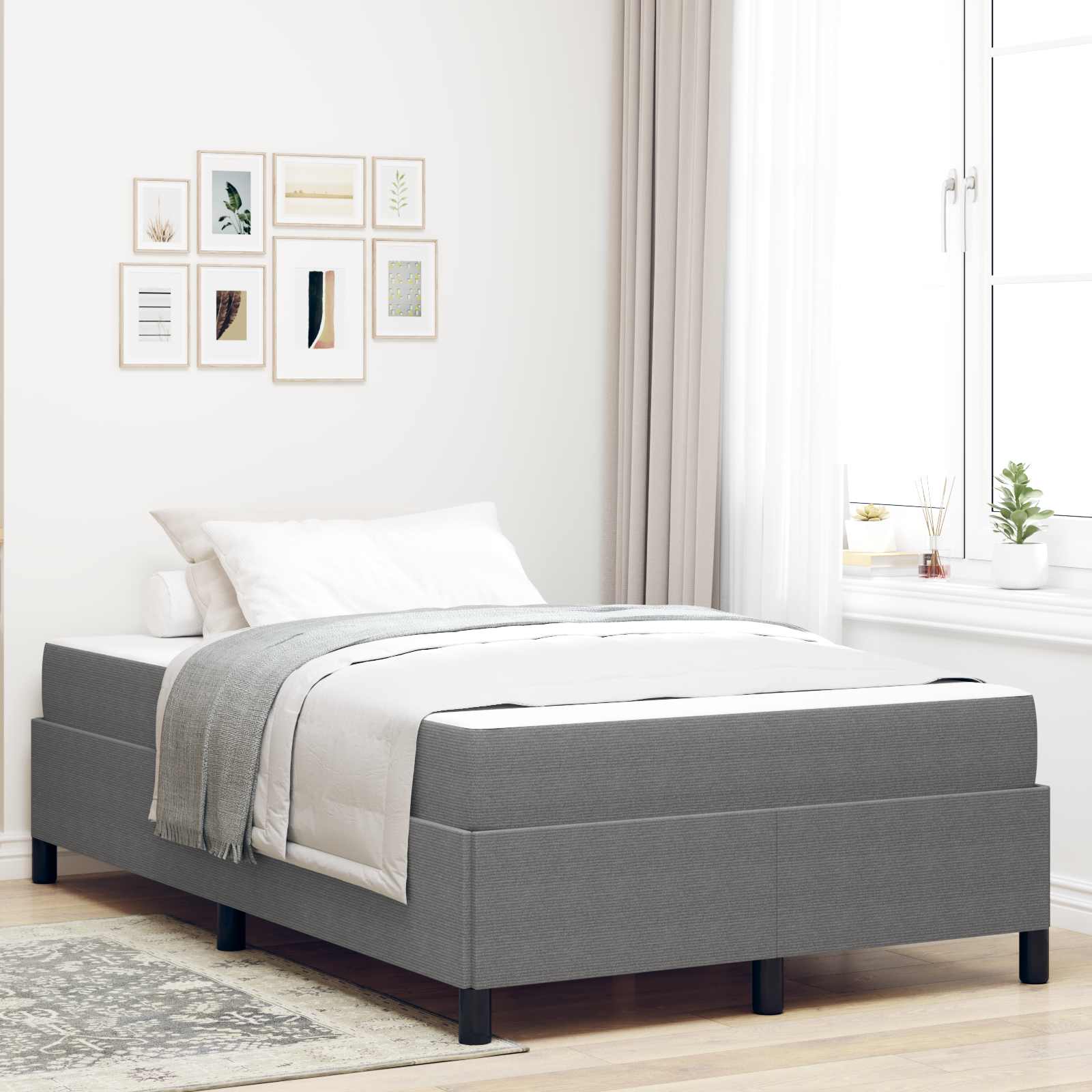 Bedframe met matras Lichtgrijs 120 x 200 cm Stof is nu te koop bij PeponiXL, paradijselijk wonen!