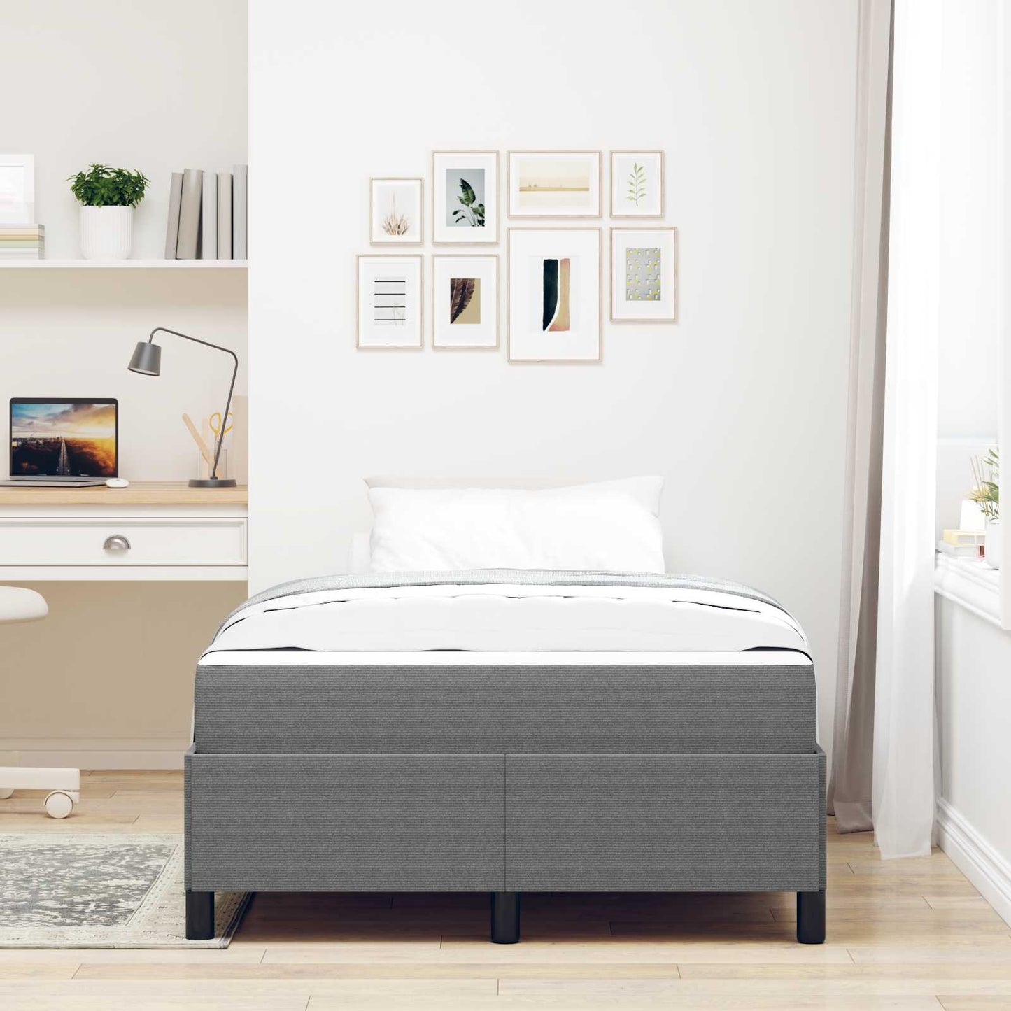 Bedframe met matras Lichtgrijs 120 x 200 cm Stof is nu te koop bij PeponiXL, paradijselijk wonen!