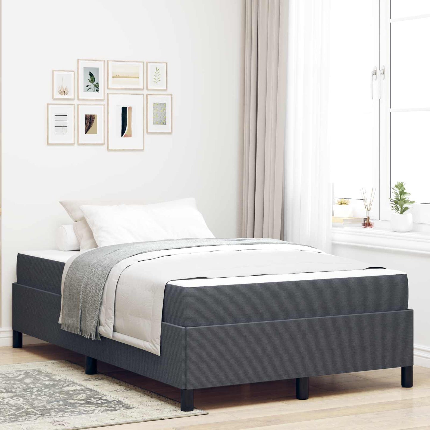 Bedframe met matras Donkergrijs 120 x 200 cm Stof is nu te koop bij PeponiXL, paradijselijk wonen!