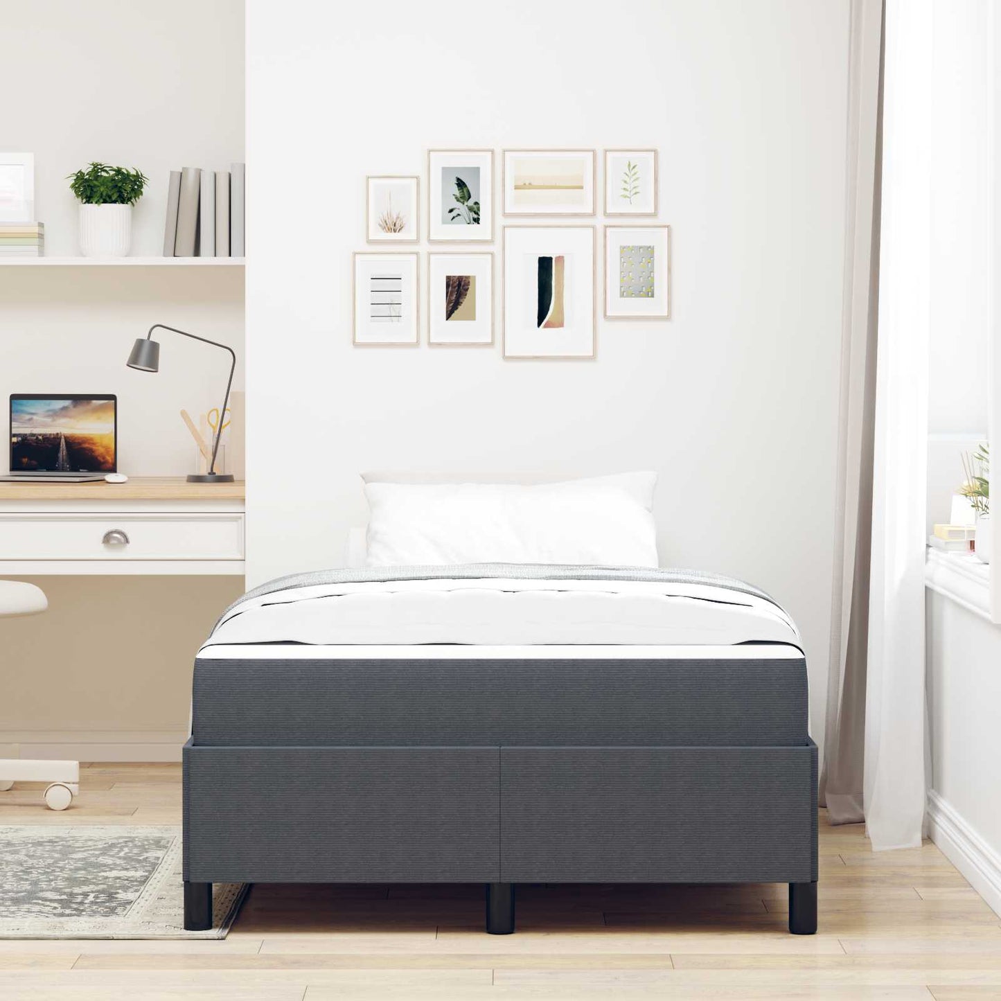 Bedframe met matras Donkergrijs 120 x 200 cm Stof is nu te koop bij PeponiXL, paradijselijk wonen!