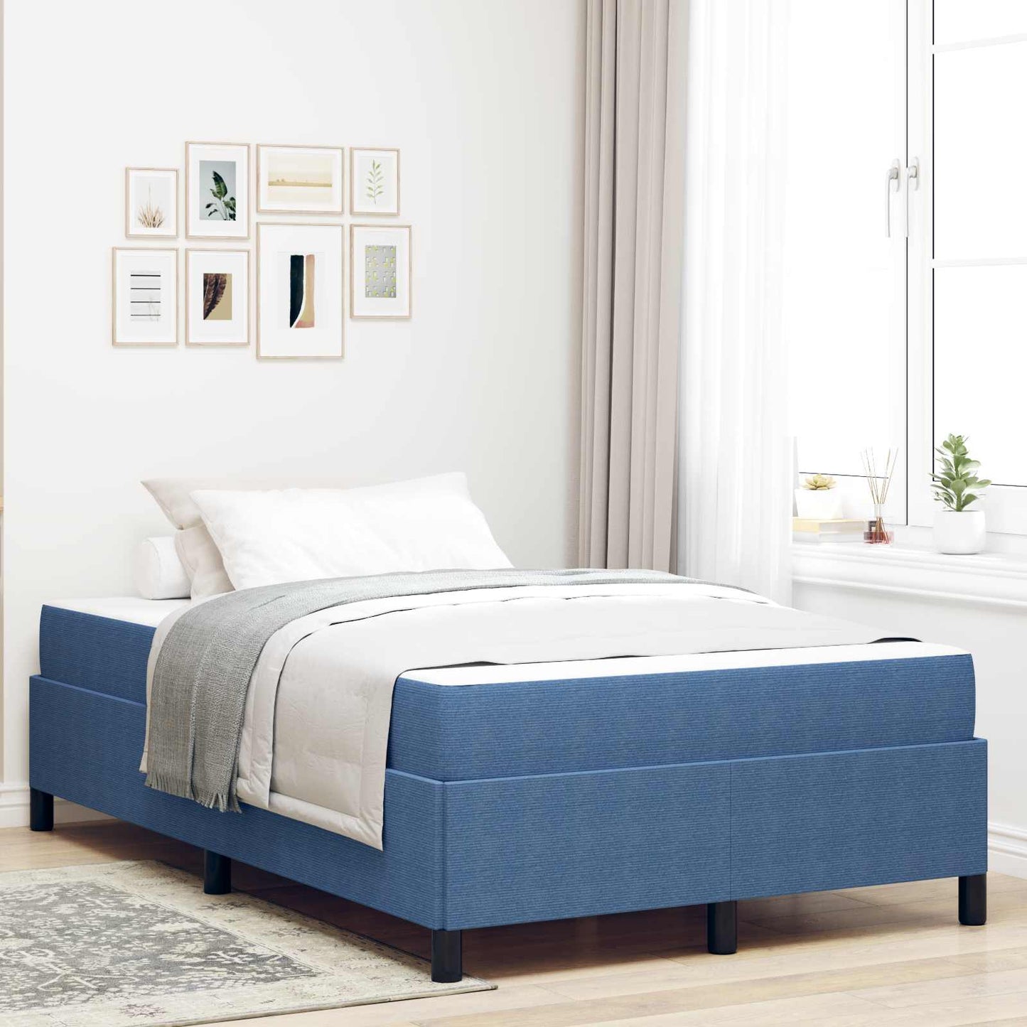 Bedframe met matras Blauw 120 x 200 cm Stof is nu te koop bij PeponiXL, paradijselijk wonen!