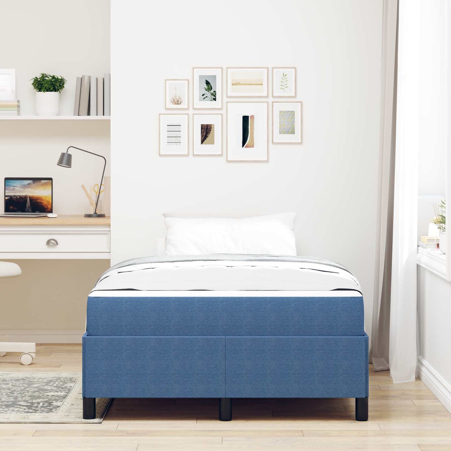 Bedframe met matras Blauw 120 x 200 cm Stof is nu te koop bij PeponiXL, paradijselijk wonen!