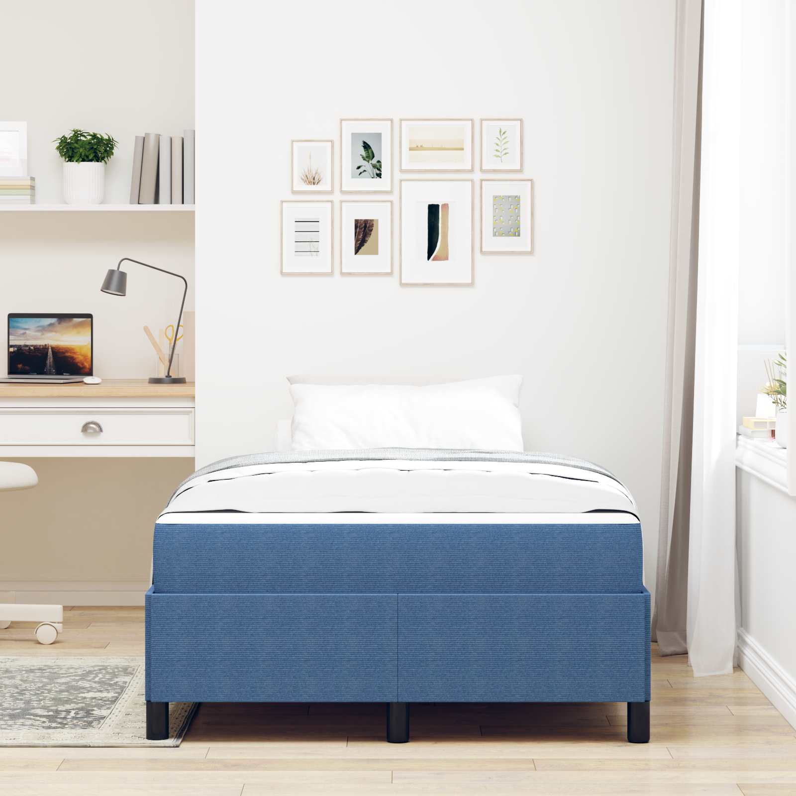 Bedframe met matras Blauw 120 x 200 cm Stof is nu te koop bij PeponiXL, paradijselijk wonen!
