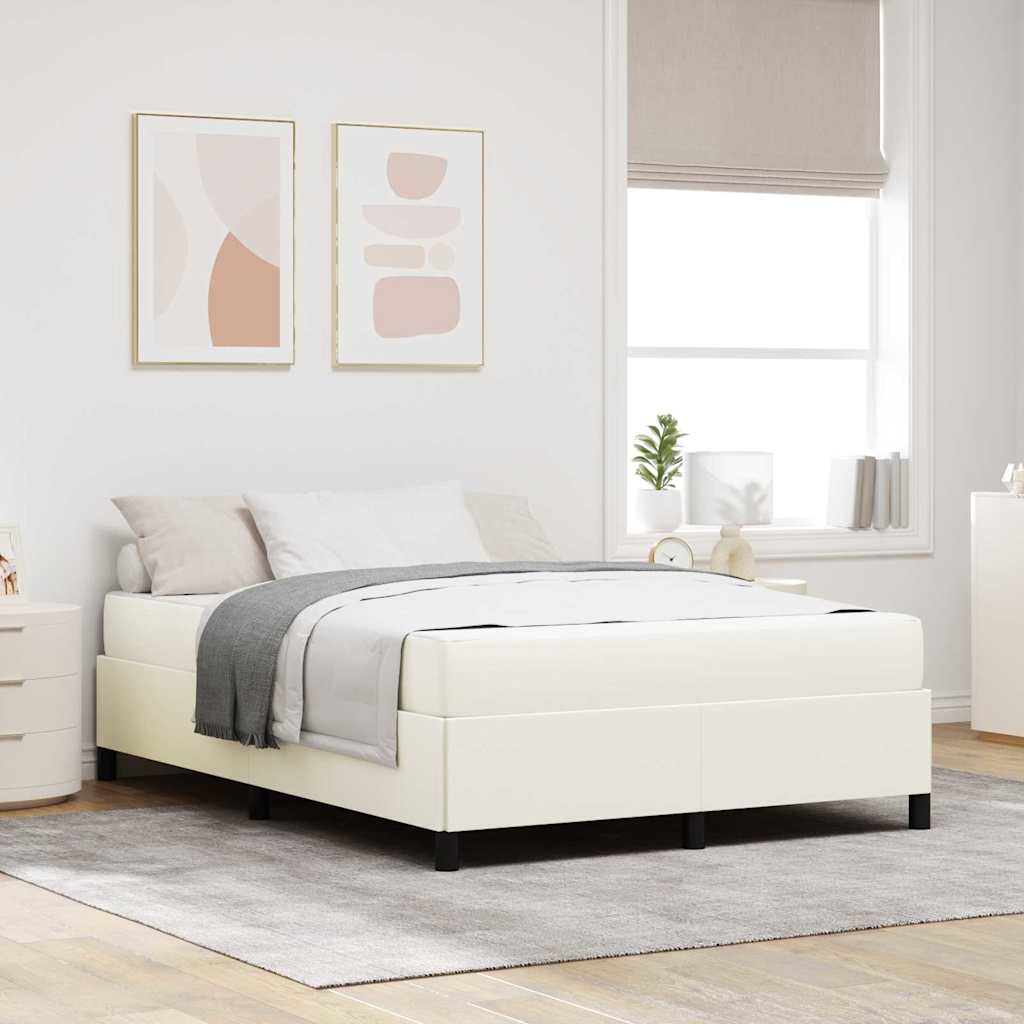 Bedframe met matras Crème 140 x 190 cm Stof is nu te koop bij PeponiXL, paradijselijk wonen!
