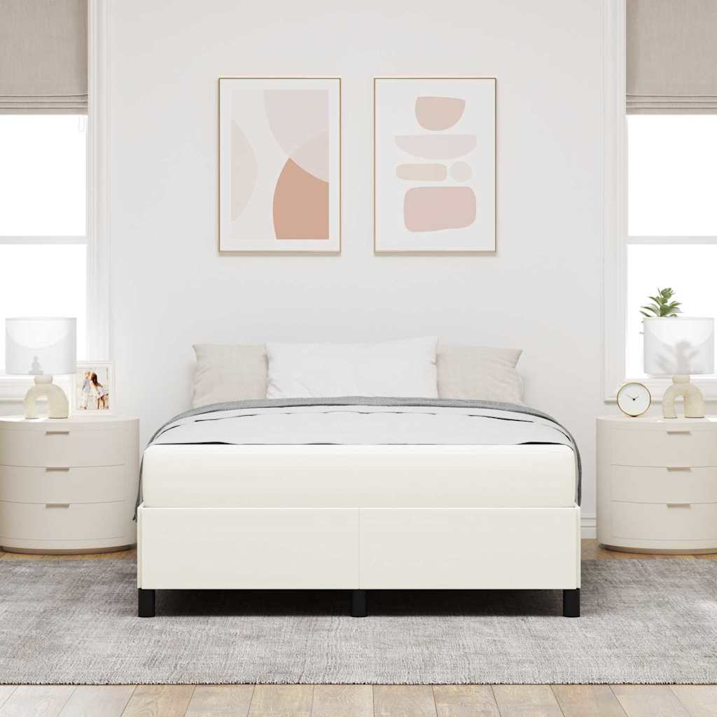 Bedframe met matras Crème 140 x 190 cm Stof is nu te koop bij PeponiXL, paradijselijk wonen!