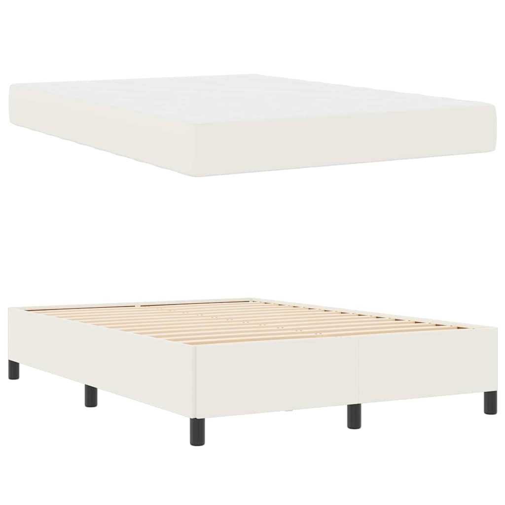Bedframe met matras Crème 140 x 190 cm Stof is nu te koop bij PeponiXL, paradijselijk wonen!