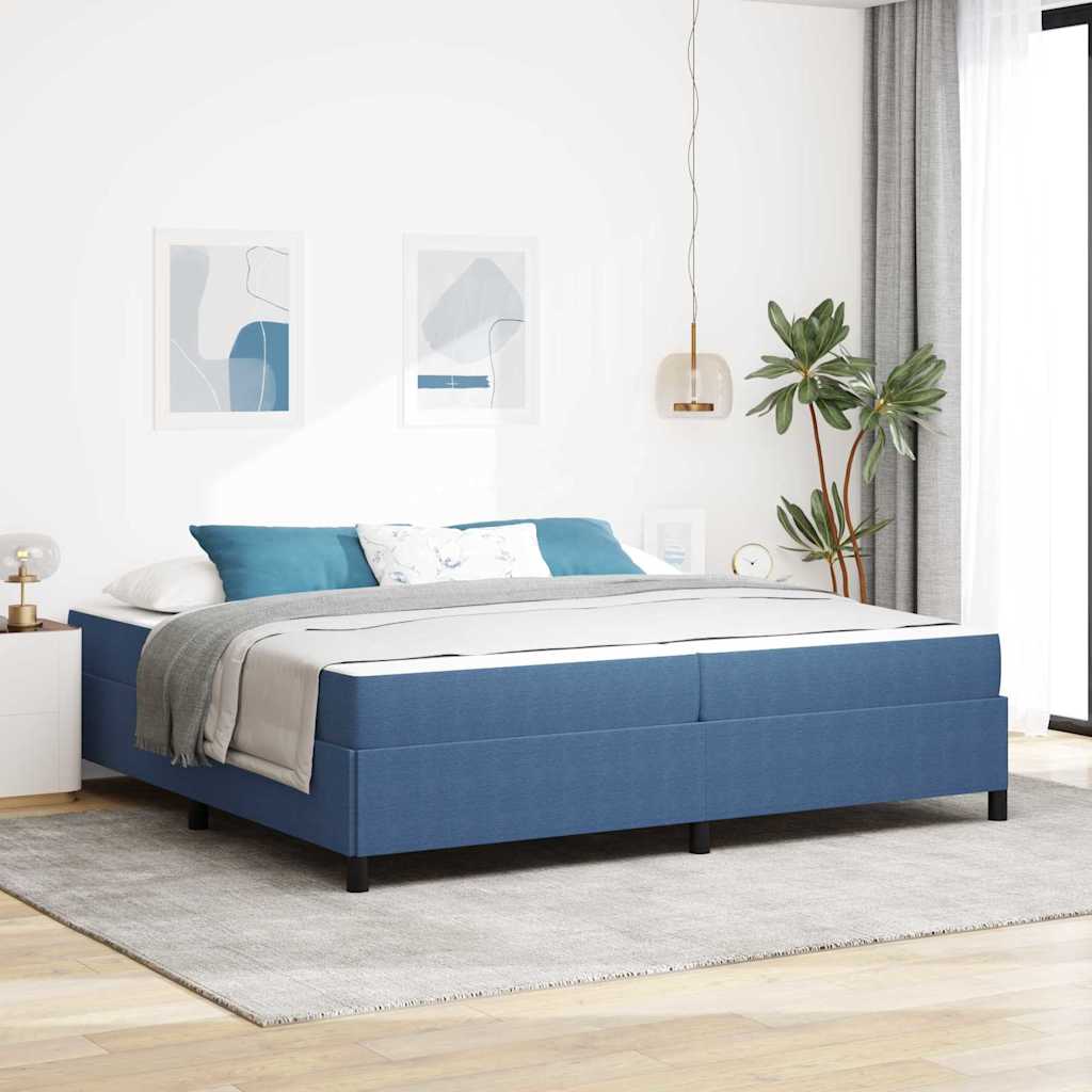 Bedframe met matras Blauw 200 x 200 cm Stof is nu te koop bij PeponiXL, paradijselijk wonen!