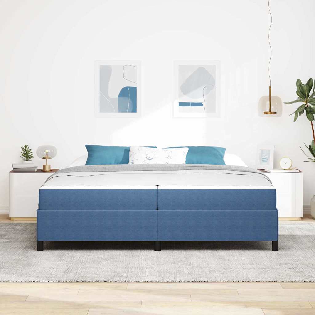 Bedframe met matras Blauw 200 x 200 cm Stof is nu te koop bij PeponiXL, paradijselijk wonen!