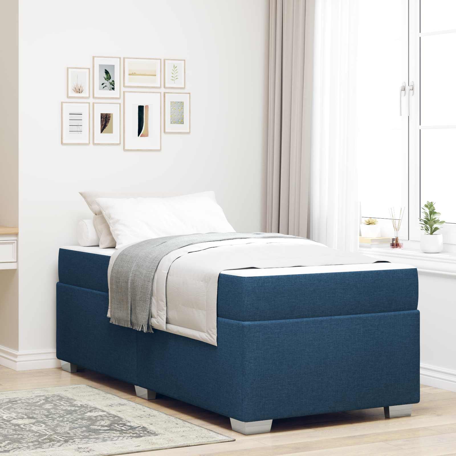 Bedframe met matras Blauw 80 x 200 cm Stof is nu te koop bij PeponiXL, paradijselijk wonen!