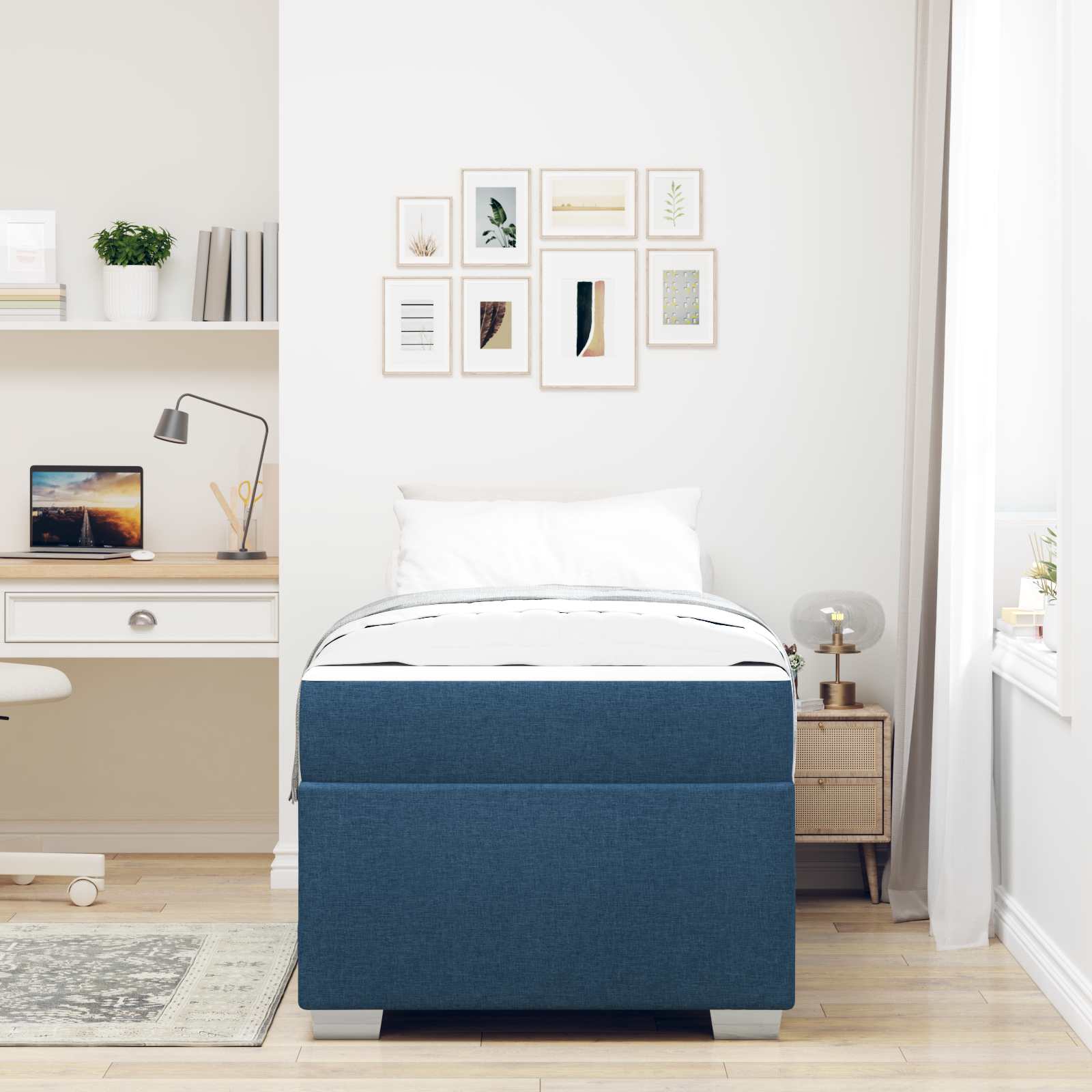 Bedframe met matras Blauw 80 x 200 cm Stof is nu te koop bij PeponiXL, paradijselijk wonen!