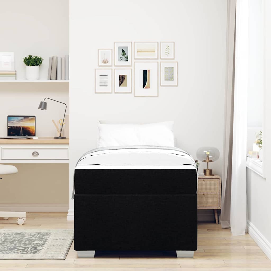 Bedframe met matras Zwart 90 x 190 cm Stof is nu te koop bij PeponiXL, paradijselijk wonen!