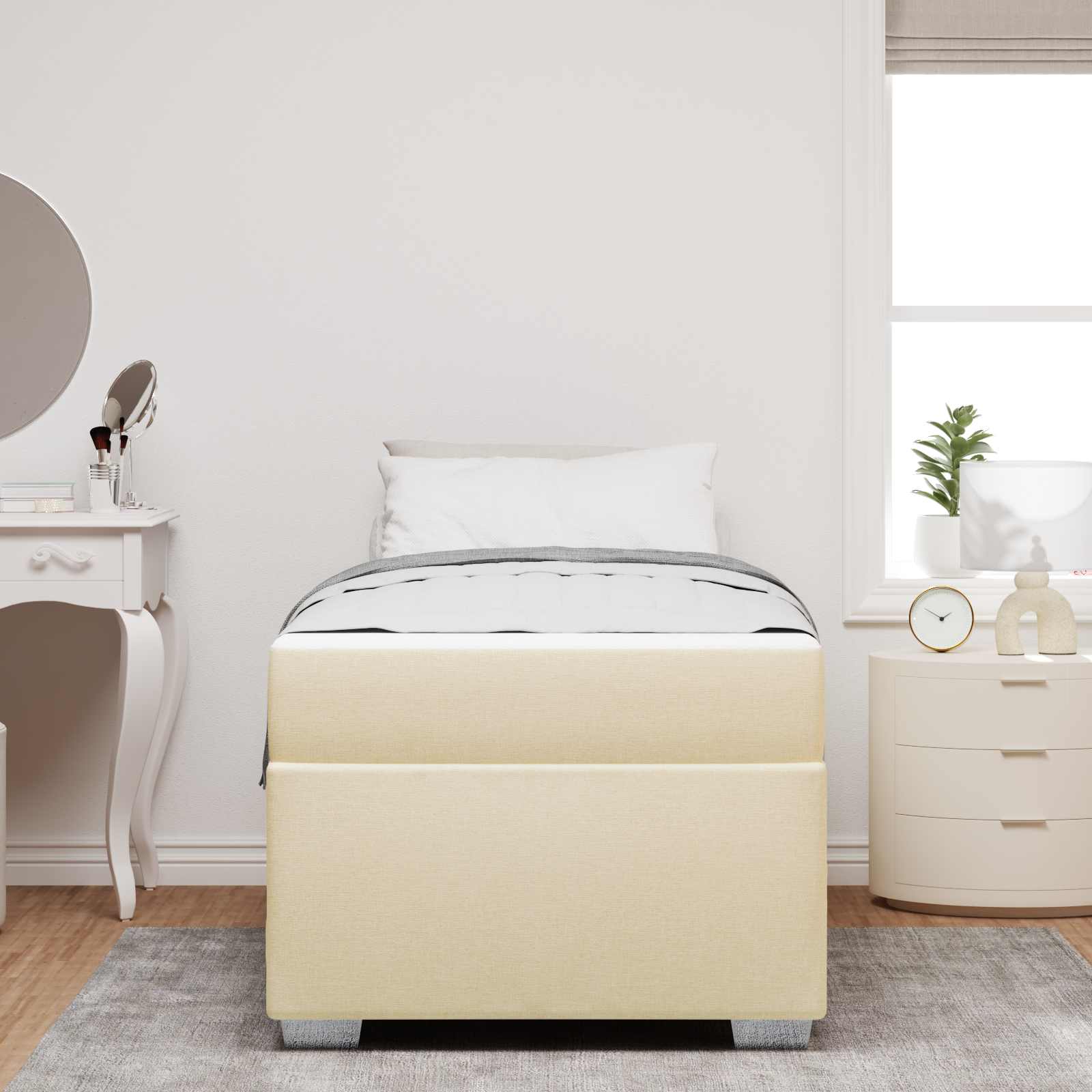 Bedframe met matras Crème 90 x 190 cm Stof is nu te koop bij PeponiXL, paradijselijk wonen!