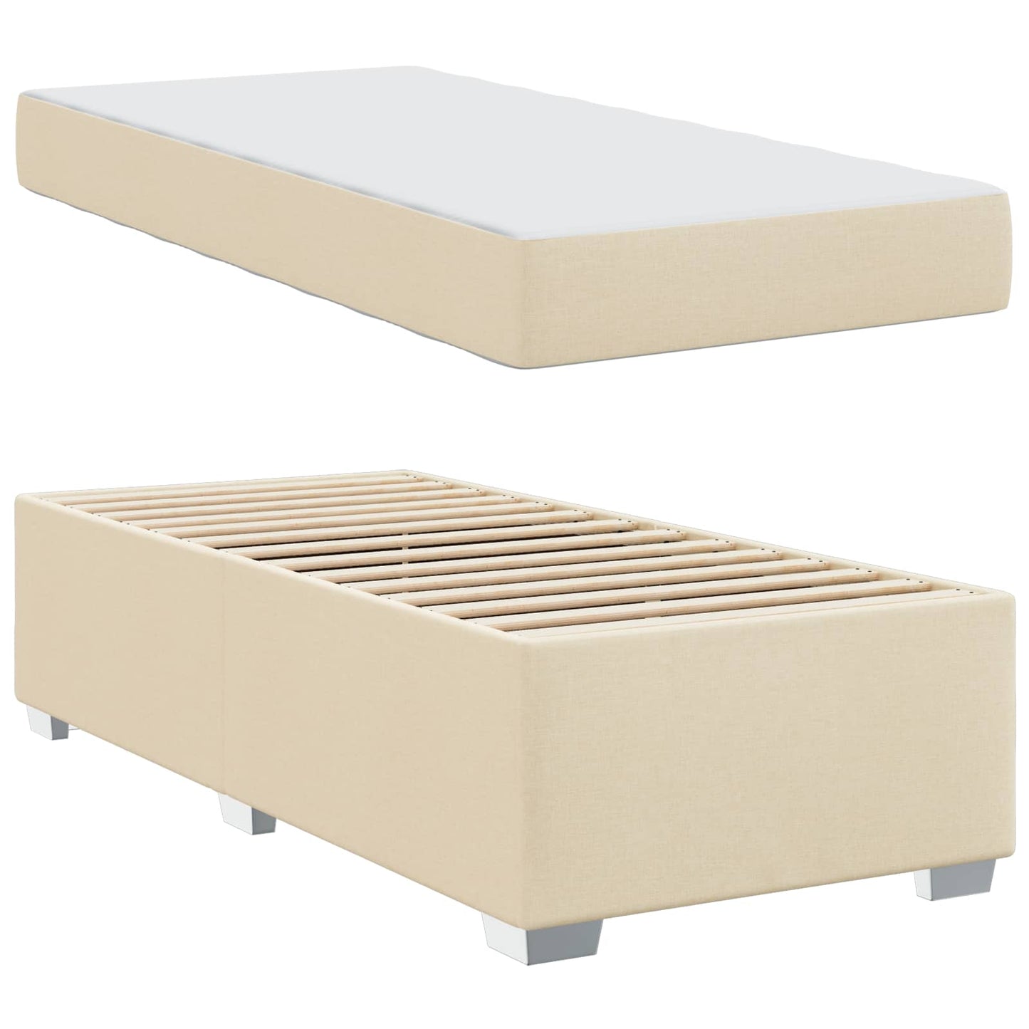 Bedframe met matras Crème 90 x 190 cm Stof is nu te koop bij PeponiXL, paradijselijk wonen!