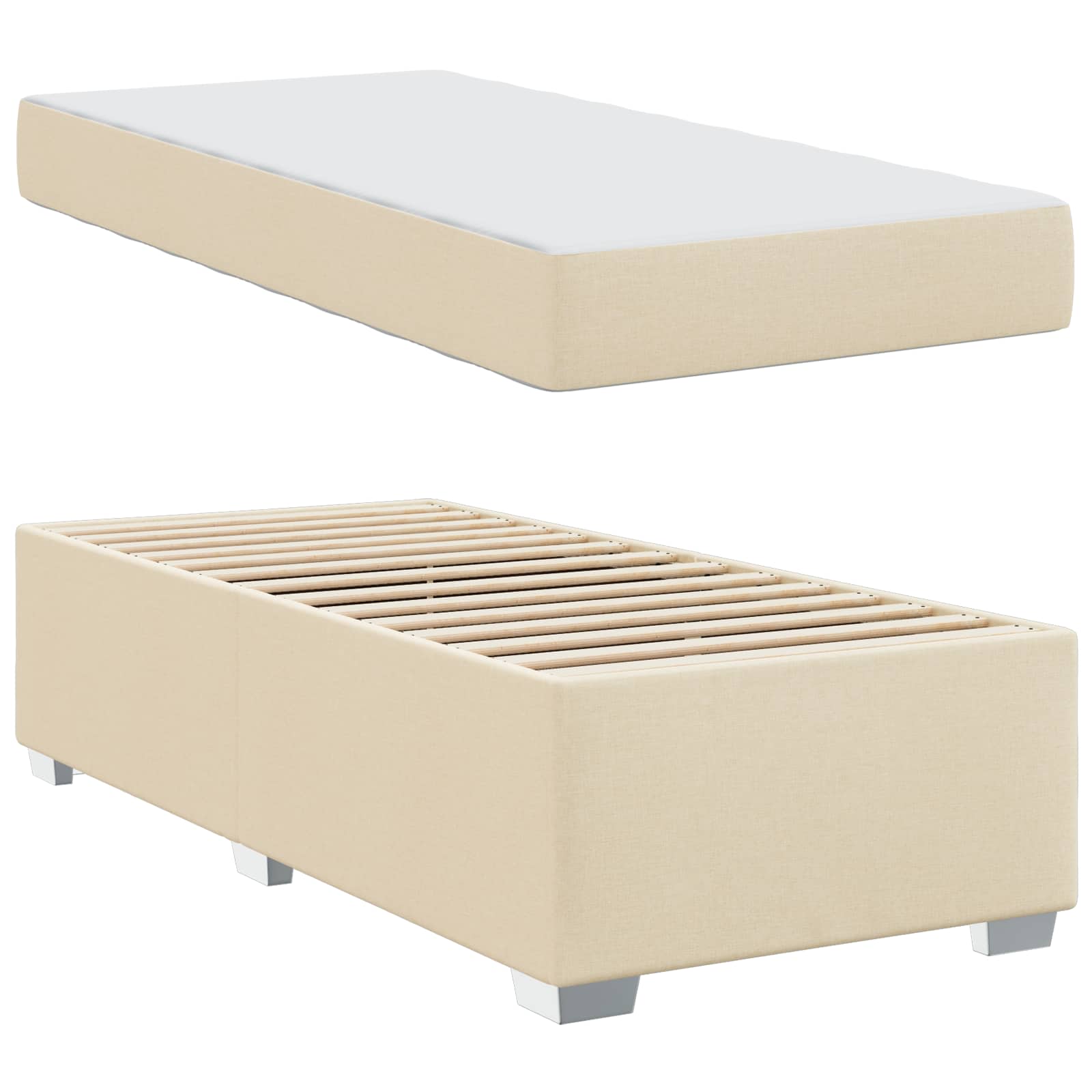 Bedframe met matras Crème 90 x 190 cm Stof is nu te koop bij PeponiXL, paradijselijk wonen!