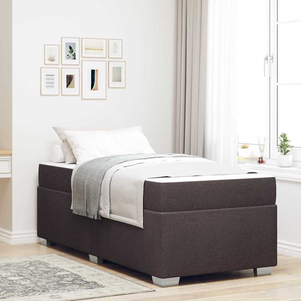 Bedframe met matras Donkerbruin 90 x 200 cm Stof is nu te koop bij PeponiXL, paradijselijk wonen!