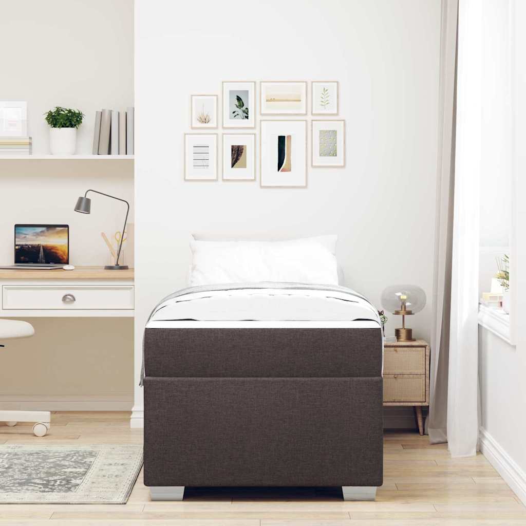 Bedframe met matras Donkerbruin 90 x 200 cm Stof is nu te koop bij PeponiXL, paradijselijk wonen!