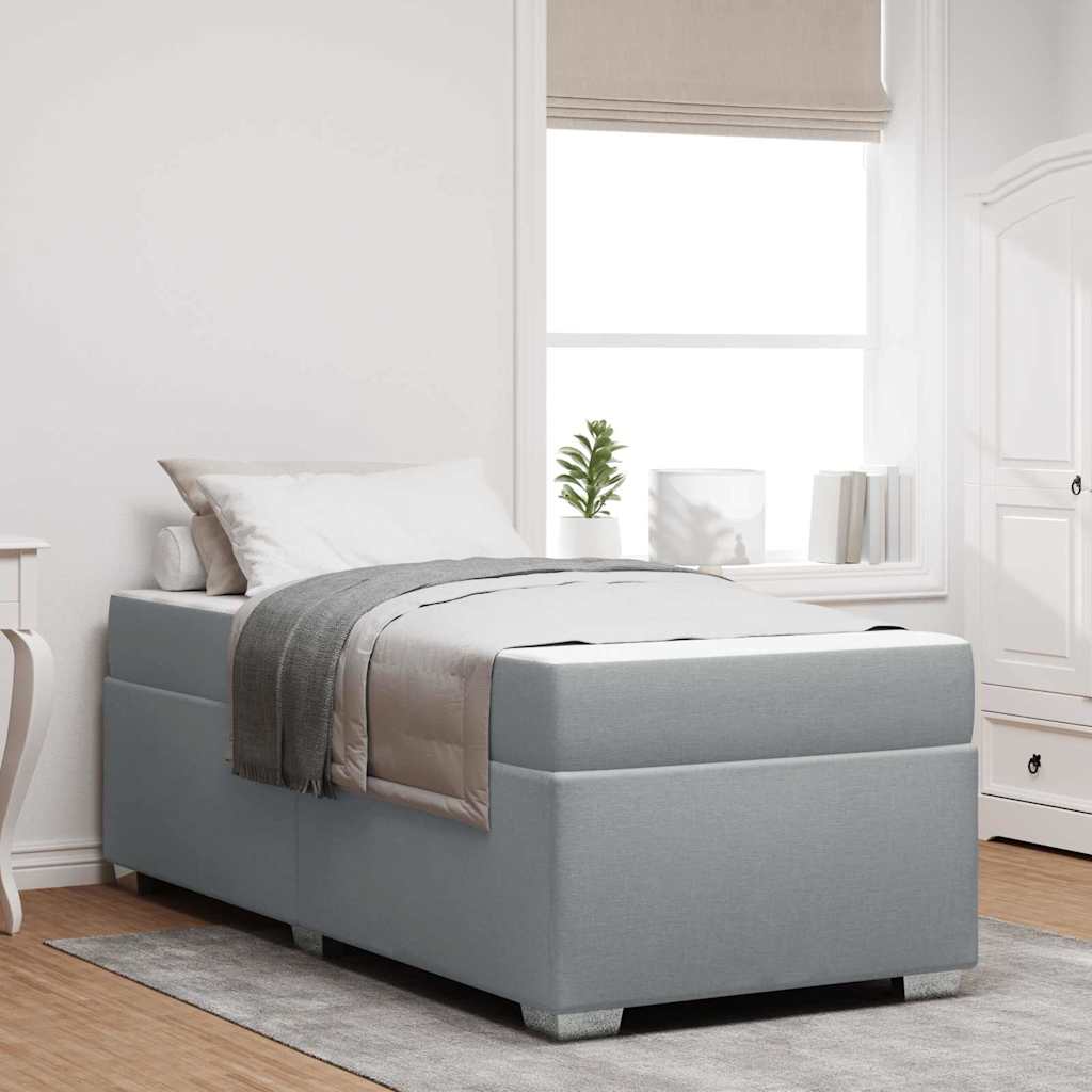 Bedframe met matras Lichtgrijs 100 x 200 cm Stof is nu te koop bij PeponiXL, paradijselijk wonen!