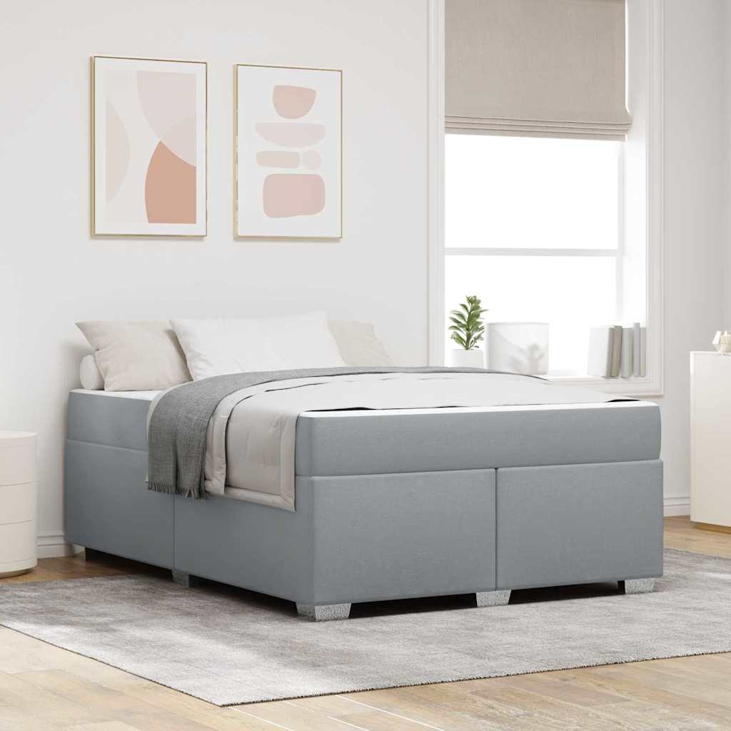 Bedframe met matras Lichtgrijs 140 x 200 cm Stof is nu te koop bij PeponiXL, paradijselijk wonen!