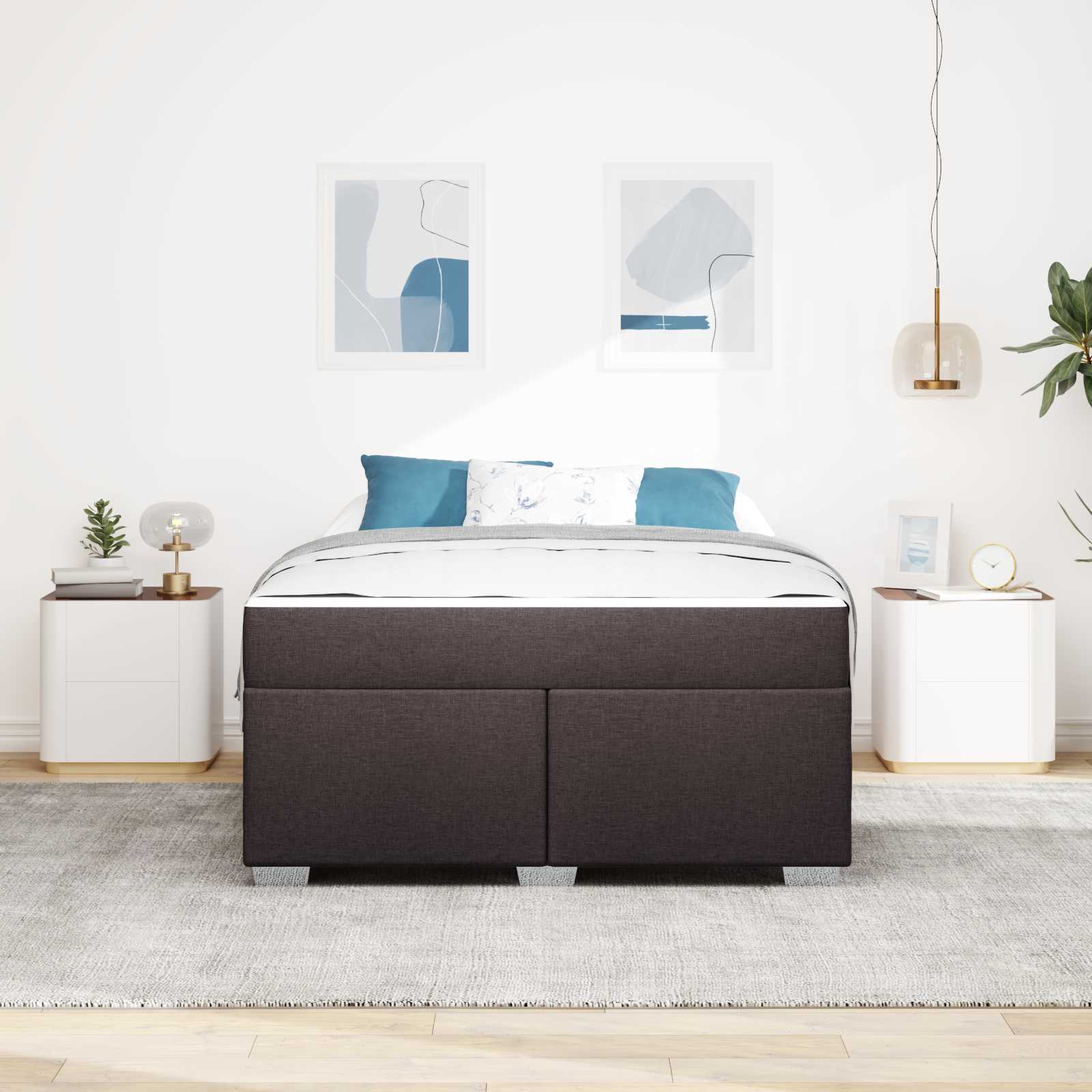 Bedframe met matras Donkerbruin 160 x 200 cm Stof is nu te koop bij PeponiXL, paradijselijk wonen!