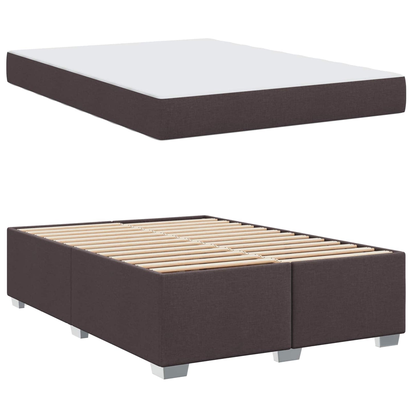 Bedframe met matras Donkerbruin 160 x 200 cm Stof is nu te koop bij PeponiXL, paradijselijk wonen!