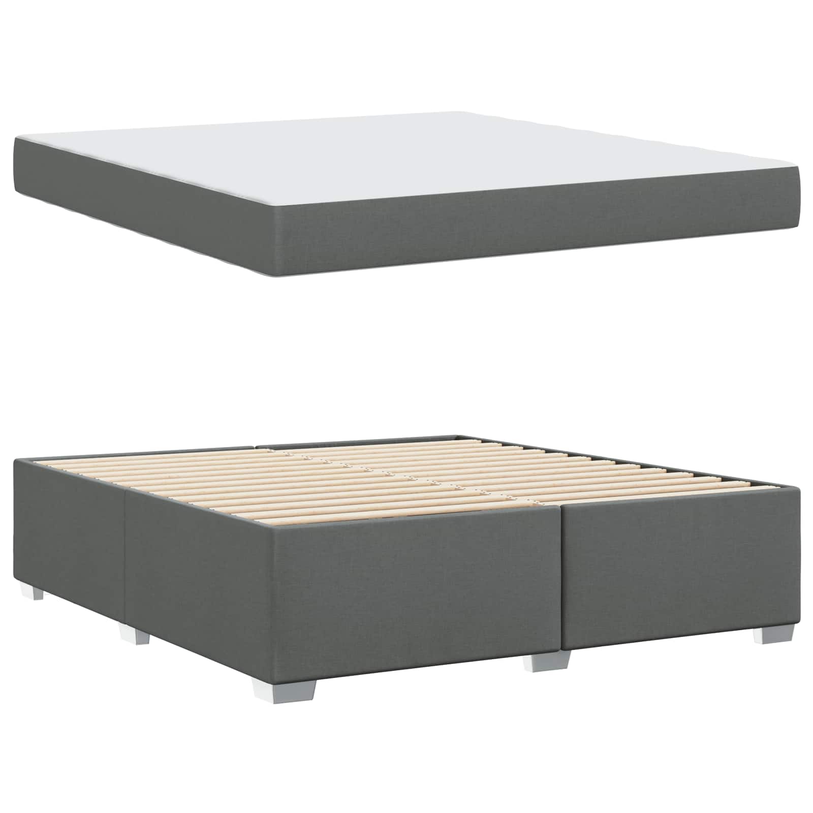 Bedframe met matras Donkergrijs 180 x 200 cm Stof is nu te koop bij PeponiXL, paradijselijk wonen!