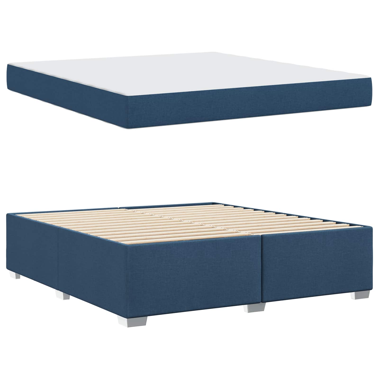 Bedframe met matras Blauw 180 x 200 cm Stof is nu te koop bij PeponiXL, paradijselijk wonen!