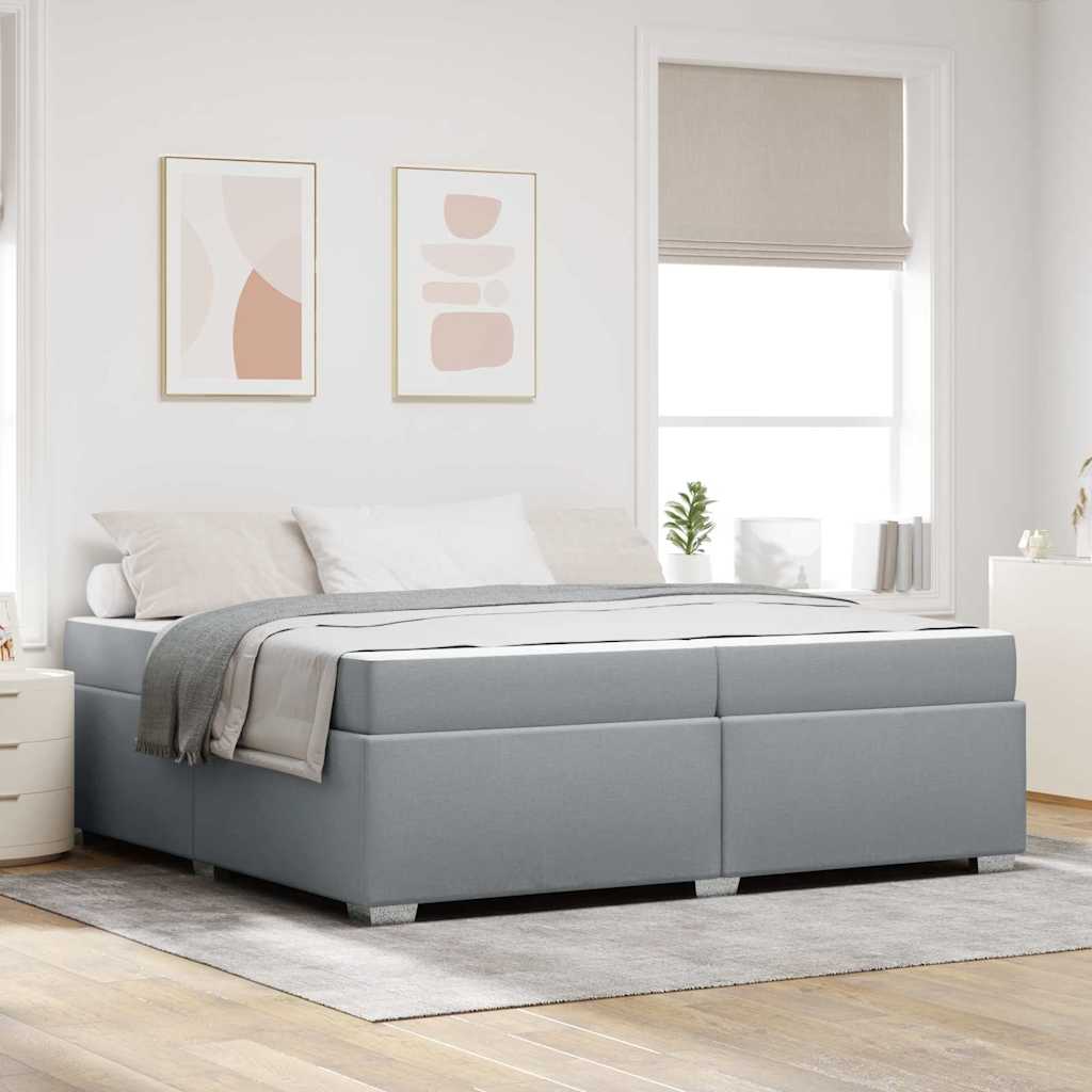 Bedframe met matras Lichtgrijs 200 x 200 cm Stof is nu te koop bij PeponiXL, paradijselijk wonen!