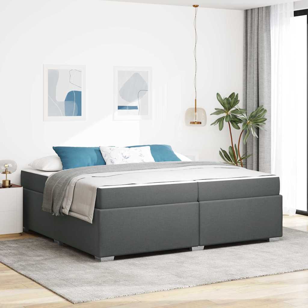 Bedframe met matras Donkergrijs 200 x 200 cm Stof is nu te koop bij PeponiXL, paradijselijk wonen!