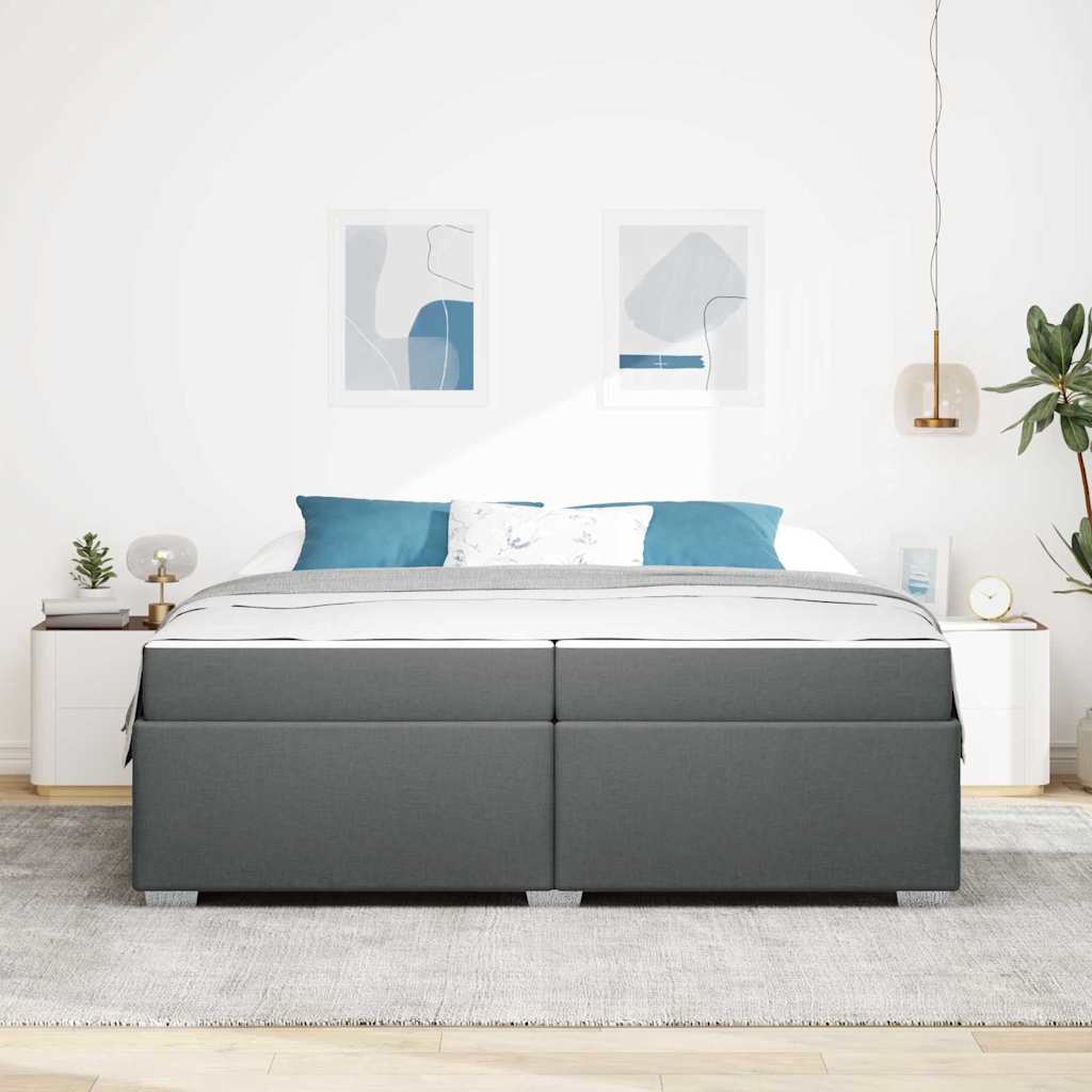 Bedframe met matras Donkergrijs 200 x 200 cm Stof is nu te koop bij PeponiXL, paradijselijk wonen!