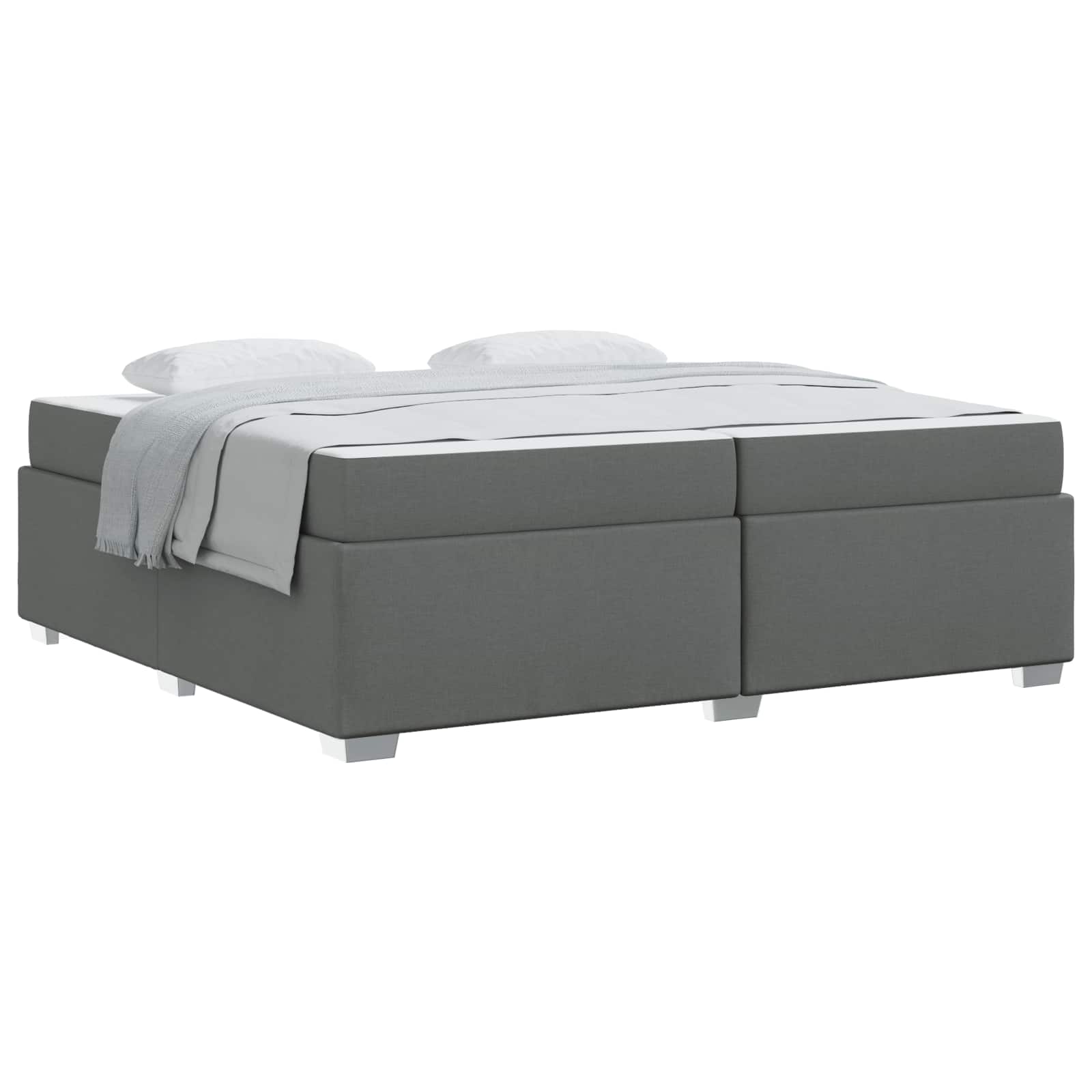 Bedframe met matras Donkergrijs 200 x 200 cm Stof is nu te koop bij PeponiXL, paradijselijk wonen!