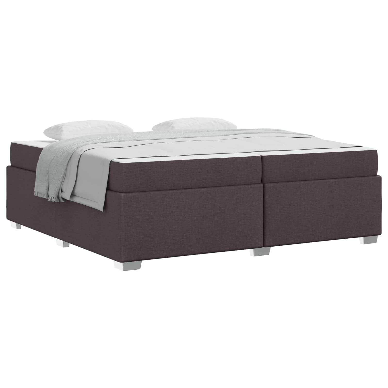Bedframe met matras Donkerbruin 200 x 200 cm Stof is nu te koop bij PeponiXL, paradijselijk wonen!