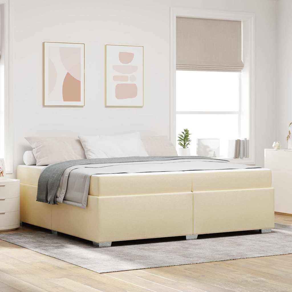 Bedframe met matras Crème 200 x 200 cm Stof is nu te koop bij PeponiXL, paradijselijk wonen!