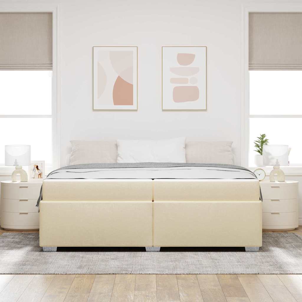 Bedframe met matras Crème 200 x 200 cm Stof is nu te koop bij PeponiXL, paradijselijk wonen!
