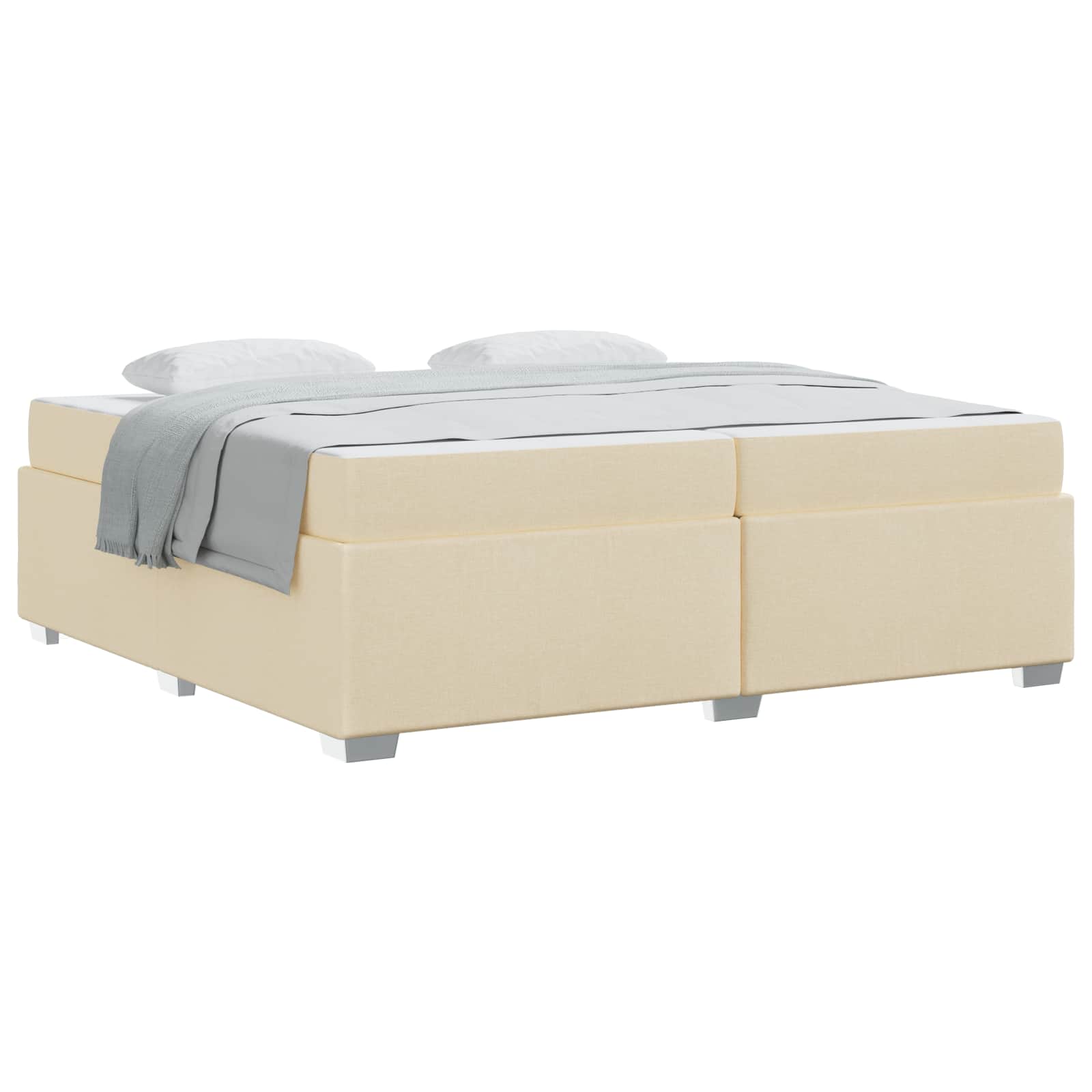 Bedframe met matras Crème 200 x 200 cm Stof is nu te koop bij PeponiXL, paradijselijk wonen!