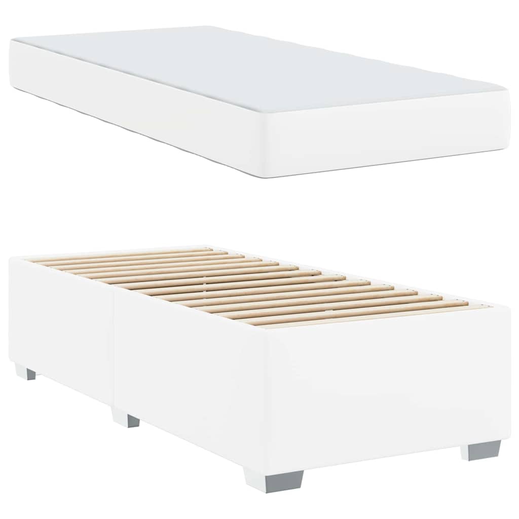 Bedframe met matras Wit 90 x 190 cm Stof is nu te koop bij PeponiXL, paradijselijk wonen!
