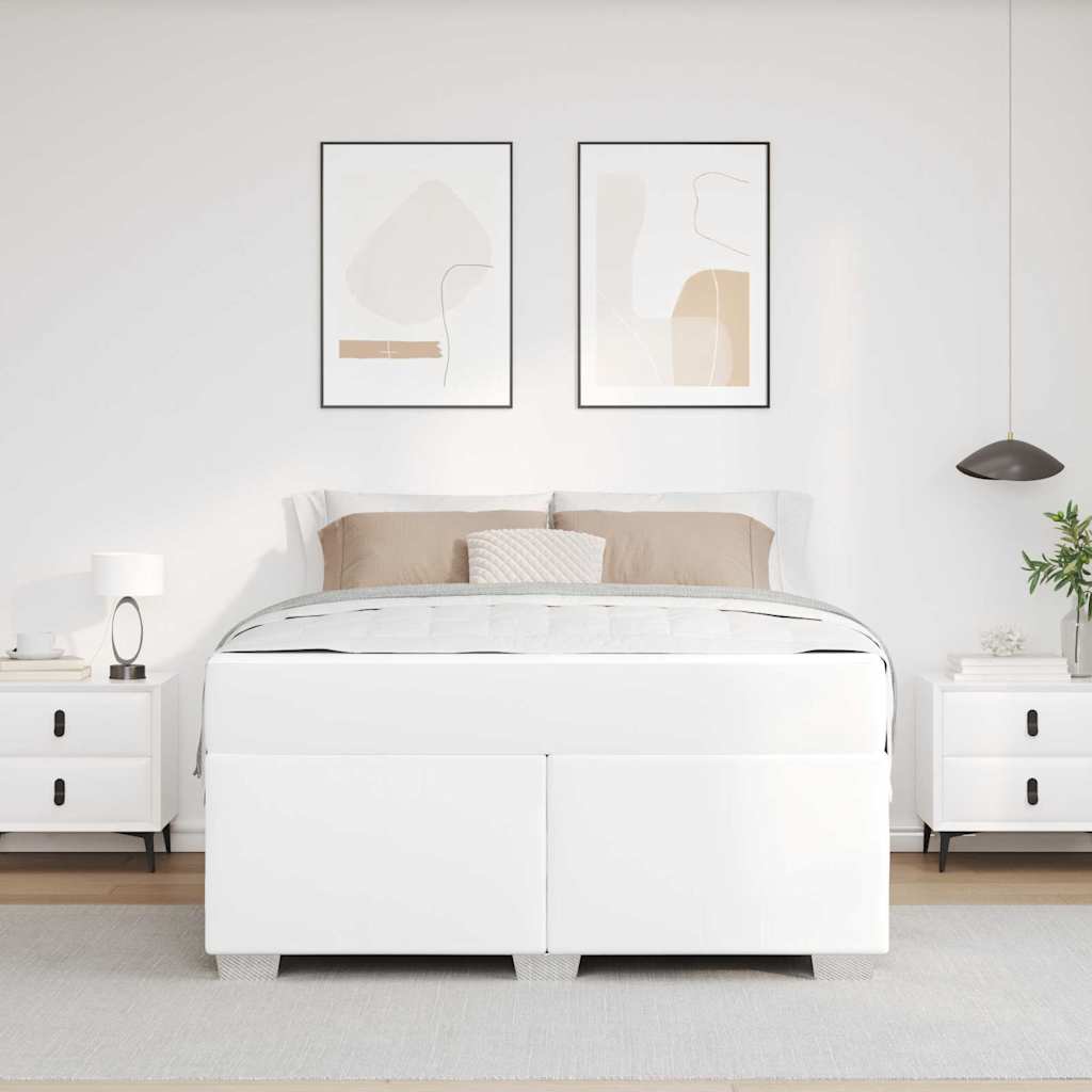 Bedframe met matras Wit 140 x 200 cm Stof is nu te koop bij PeponiXL, paradijselijk wonen!