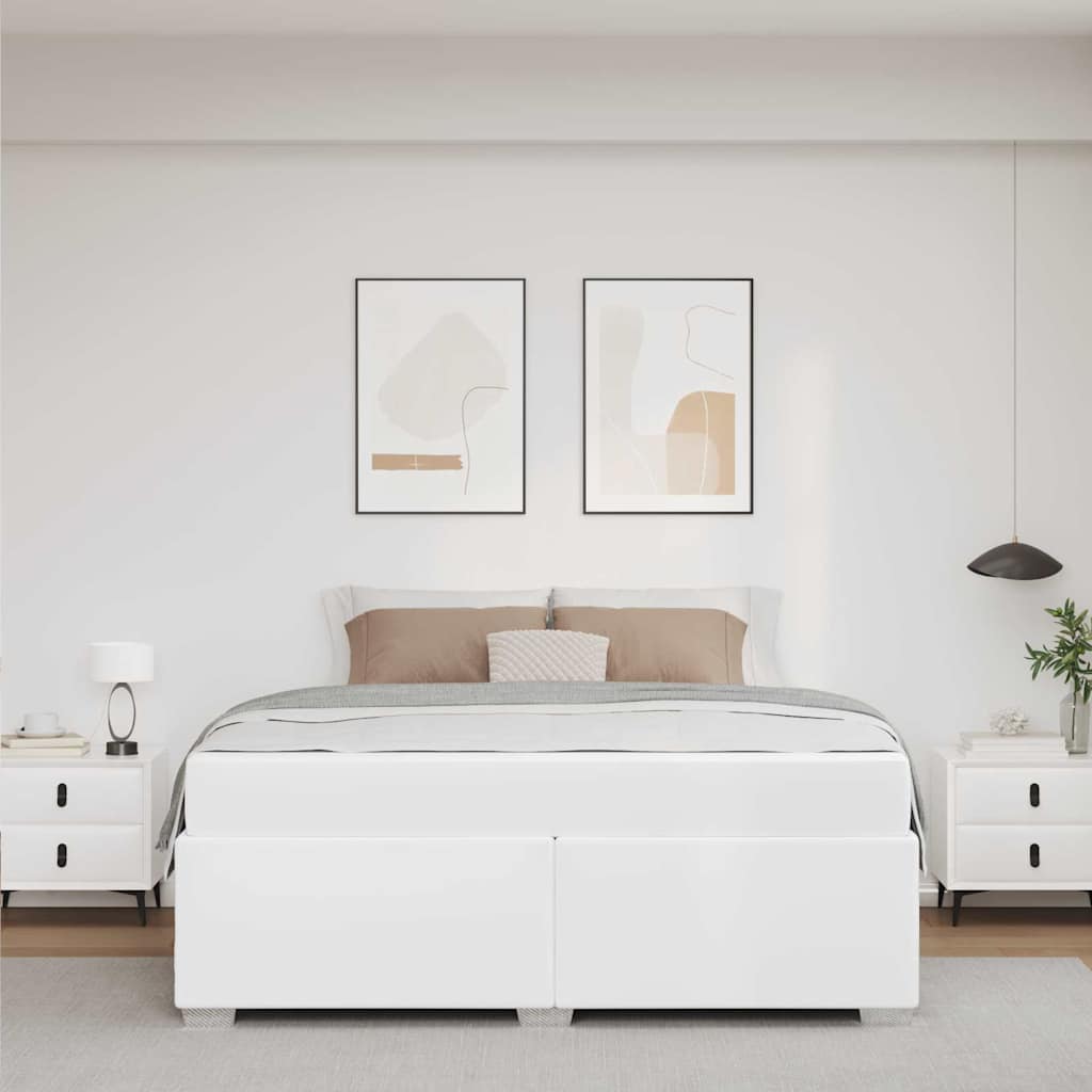 Bedframe met matras Wit 160 x 200 cm Stof is nu te koop bij PeponiXL, paradijselijk wonen!