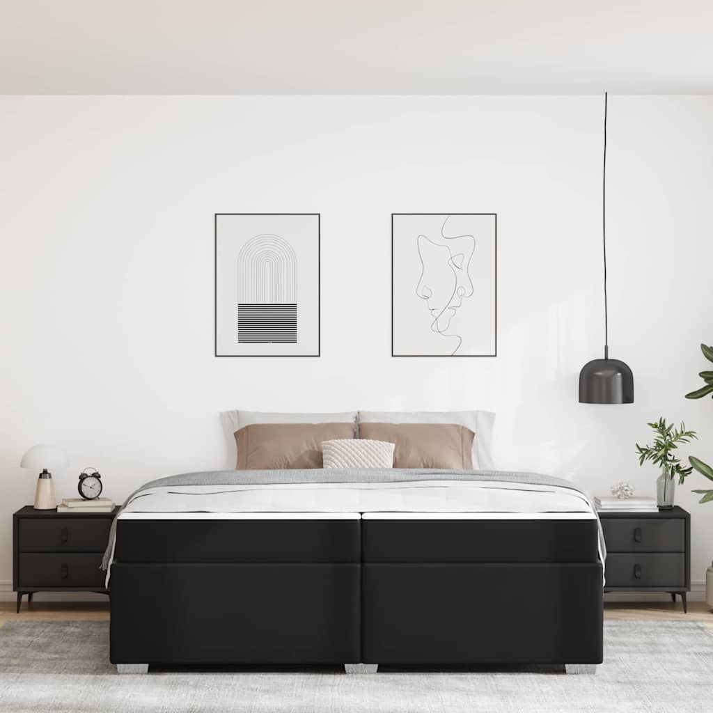 Bedframe met matras Zwart 200 x 200 cm Stof is nu te koop bij PeponiXL, paradijselijk wonen!