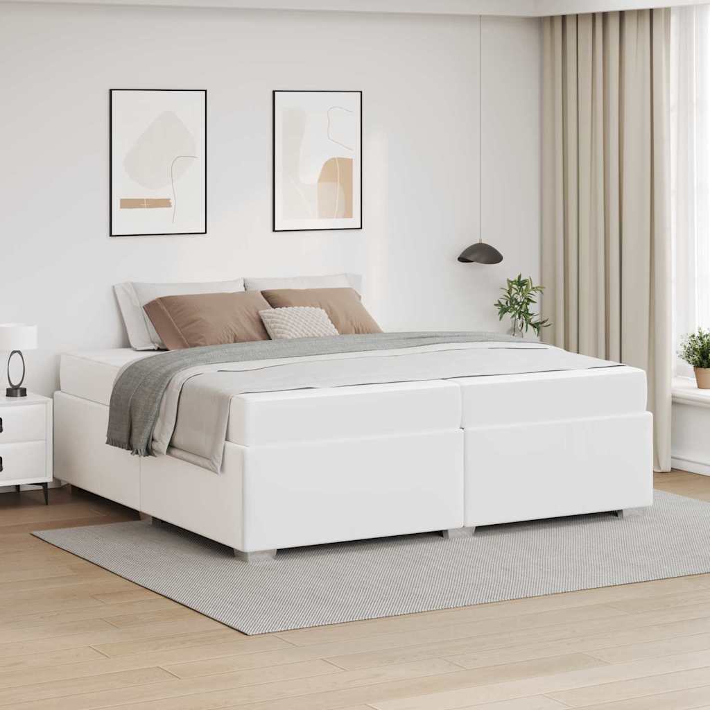 Bedframe met matras Wit 200 x 200 cm Stof is nu te koop bij PeponiXL, paradijselijk wonen!