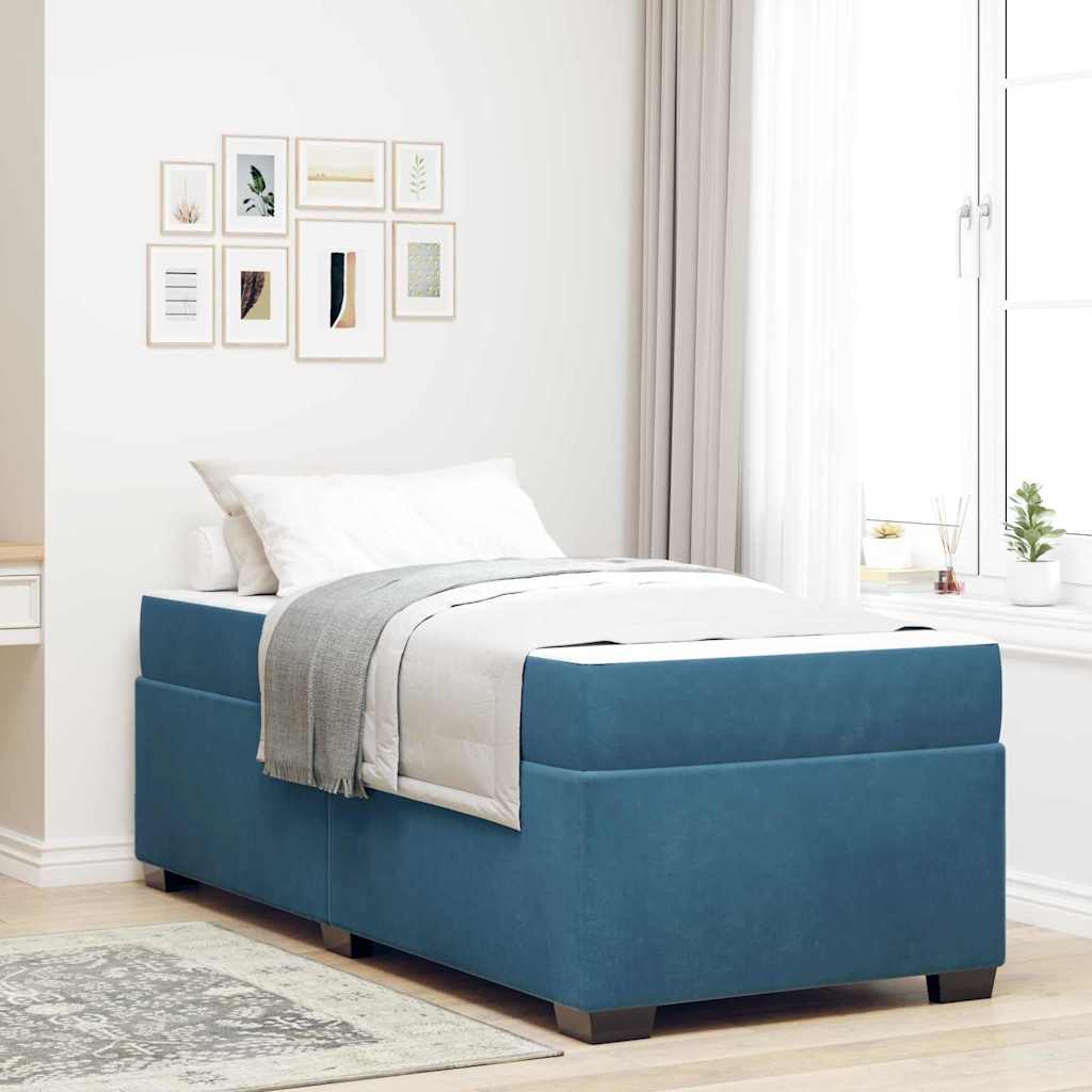 Bedframe met matras Donkerblauw 90 x 190 cm Stof is nu te koop bij PeponiXL, paradijselijk wonen!