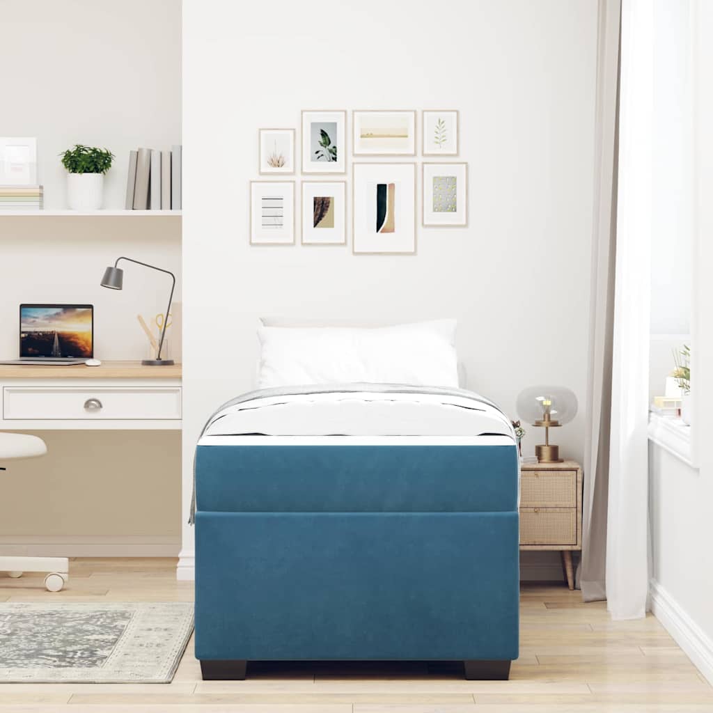Bedframe met matras Donkerblauw 90 x 190 cm Stof is nu te koop bij PeponiXL, paradijselijk wonen!