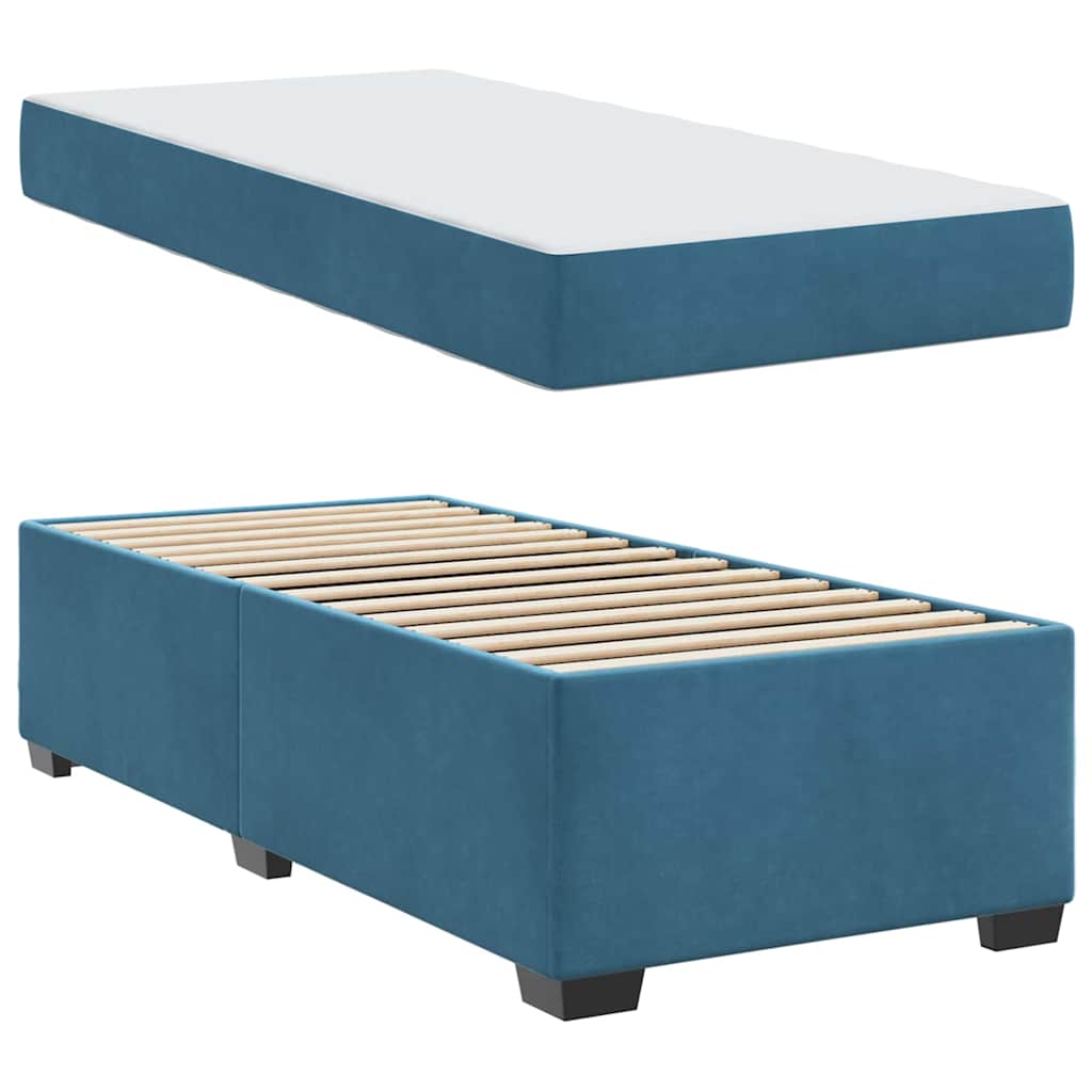 Bedframe met matras Donkerblauw 90 x 190 cm Stof is nu te koop bij PeponiXL, paradijselijk wonen!