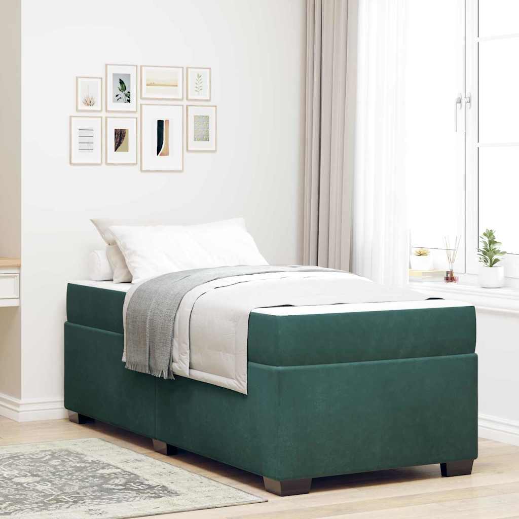Bedframe met matras Donkergroen 90 x 200 cm Stof is nu te koop bij PeponiXL, paradijselijk wonen!