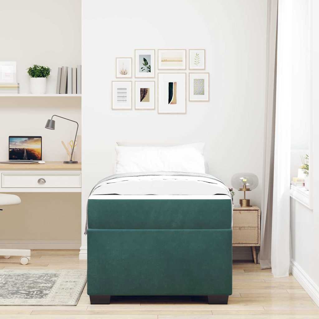 Bedframe met matras Donkergroen 90 x 200 cm Stof is nu te koop bij PeponiXL, paradijselijk wonen!