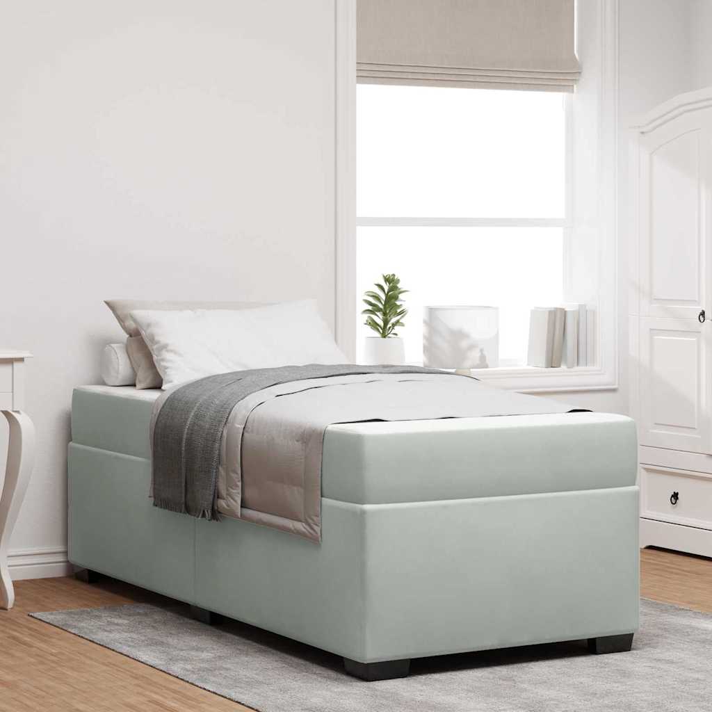 Bedframe met matras Lichtgrijs 100 x 200 cm Stof is nu te koop bij PeponiXL, paradijselijk wonen!