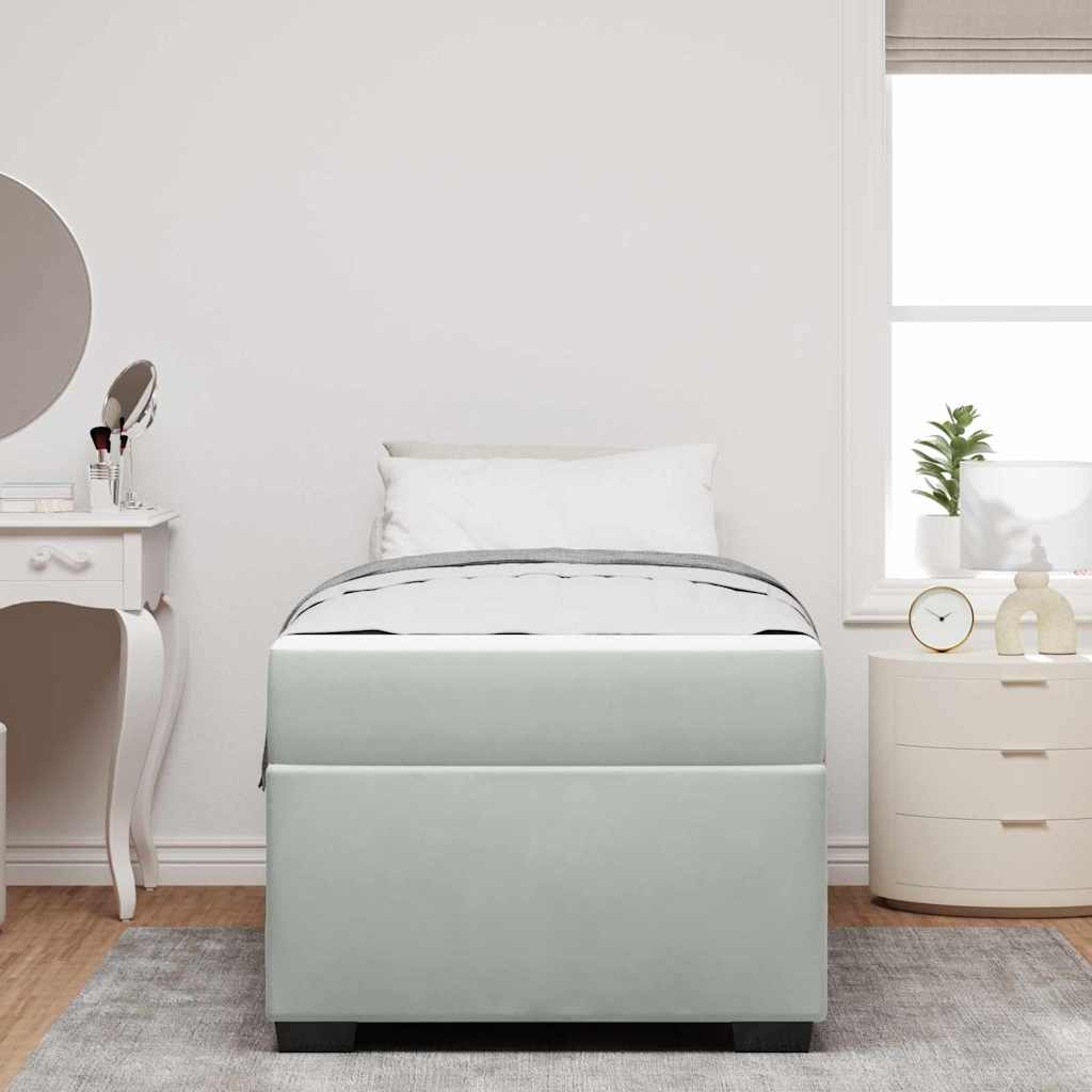 Bedframe met matras Lichtgrijs 100 x 200 cm Stof is nu te koop bij PeponiXL, paradijselijk wonen!