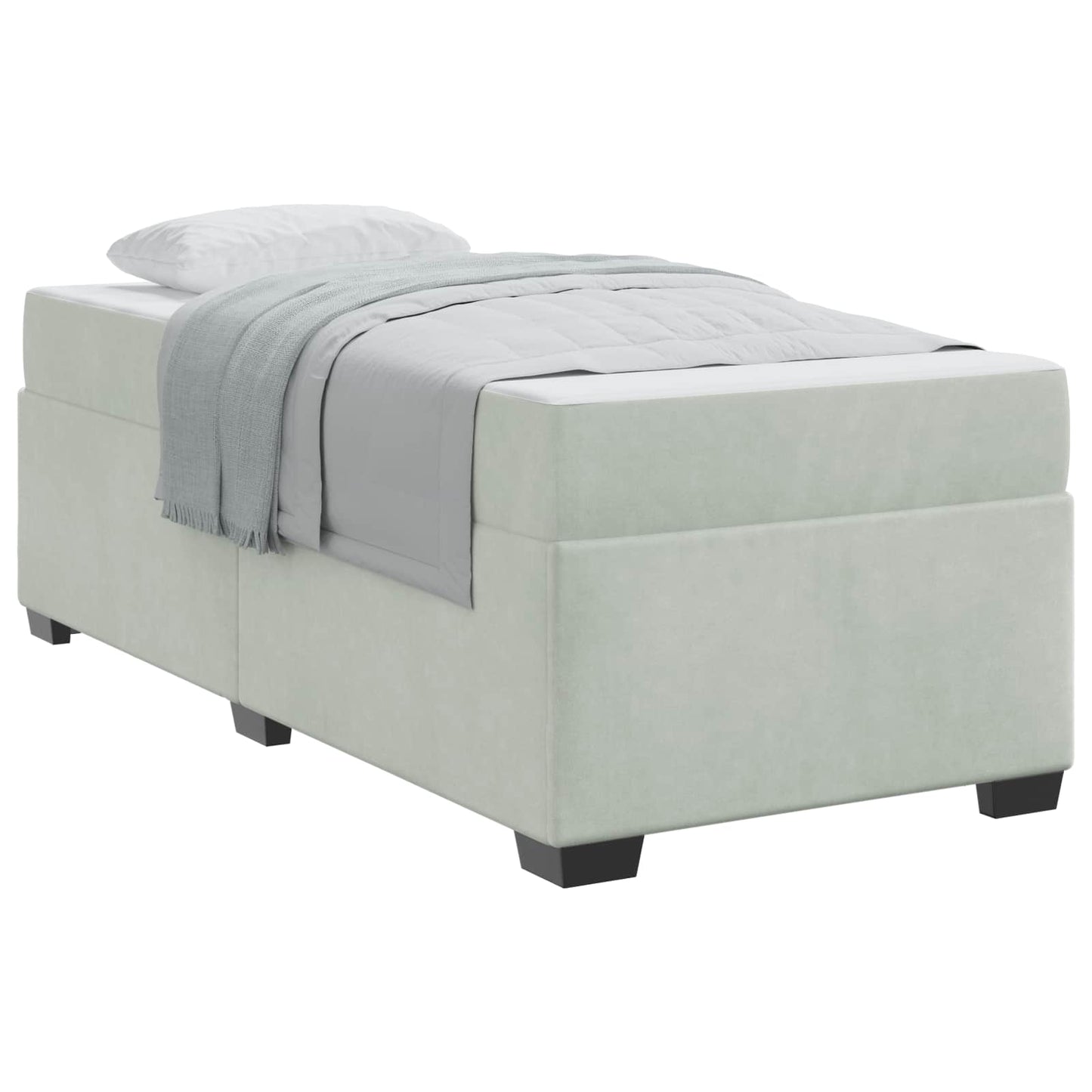 Bedframe met matras Lichtgrijs 100 x 200 cm Stof is nu te koop bij PeponiXL, paradijselijk wonen!
