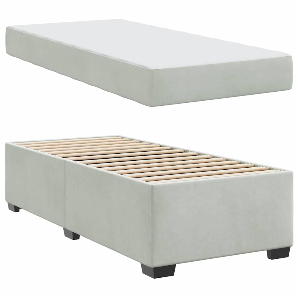 Bedframe met matras Lichtgrijs 100 x 200 cm Stof is nu te koop bij PeponiXL, paradijselijk wonen!
