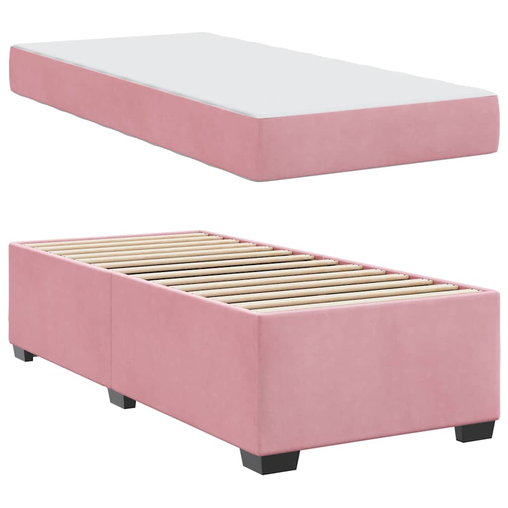 Bedframe met matras Roze 100 x 200 cm Stof is nu te koop bij PeponiXL, paradijselijk wonen!