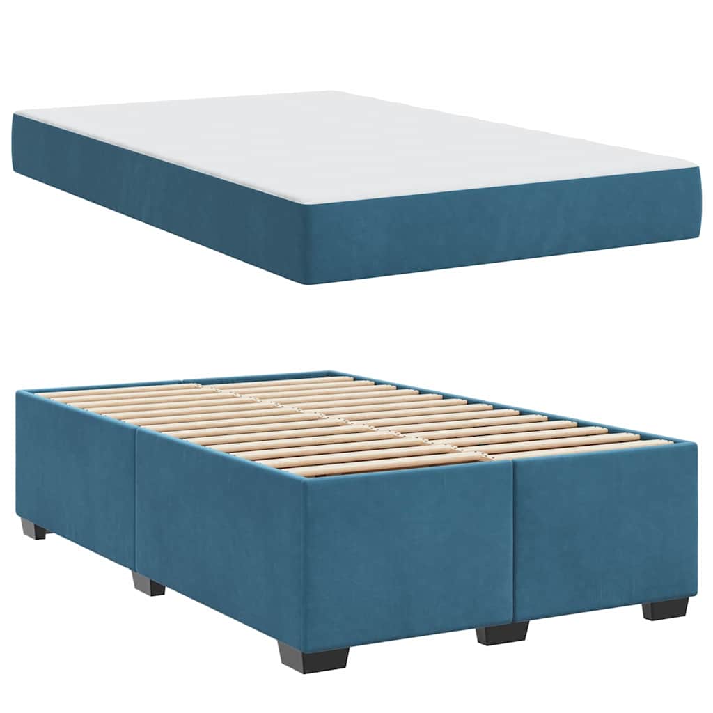 Bedframe met matras Donkerblauw 120 x 190 cm Stof is nu te koop bij PeponiXL, paradijselijk wonen!